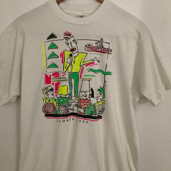 Vtg 90s The Funny Bone Shirt Adult L USA Made Single Stitch Comic Abstract 1990 - Picture 2 of 9